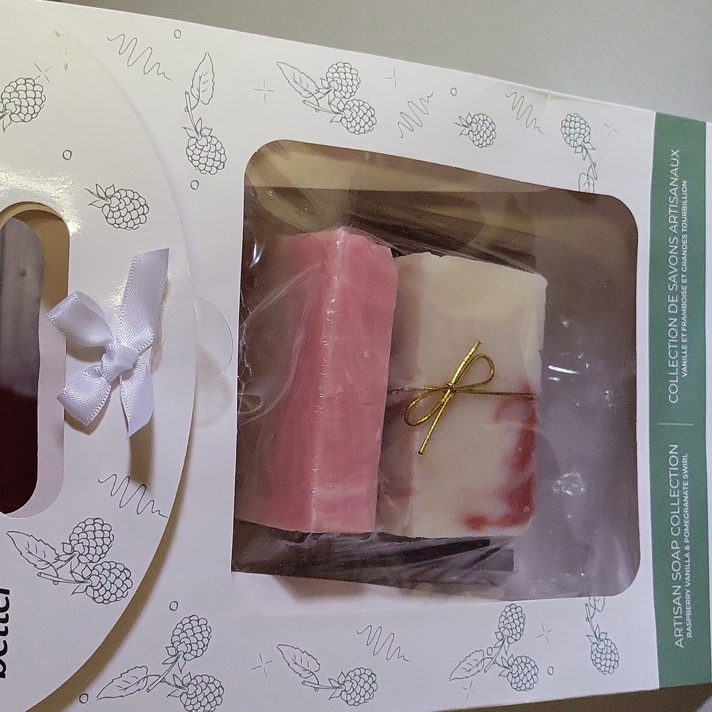# 80.Artisan Raspberry Vanilla & Pomegranate Swirl Hand Soap Set - Pink & Cream